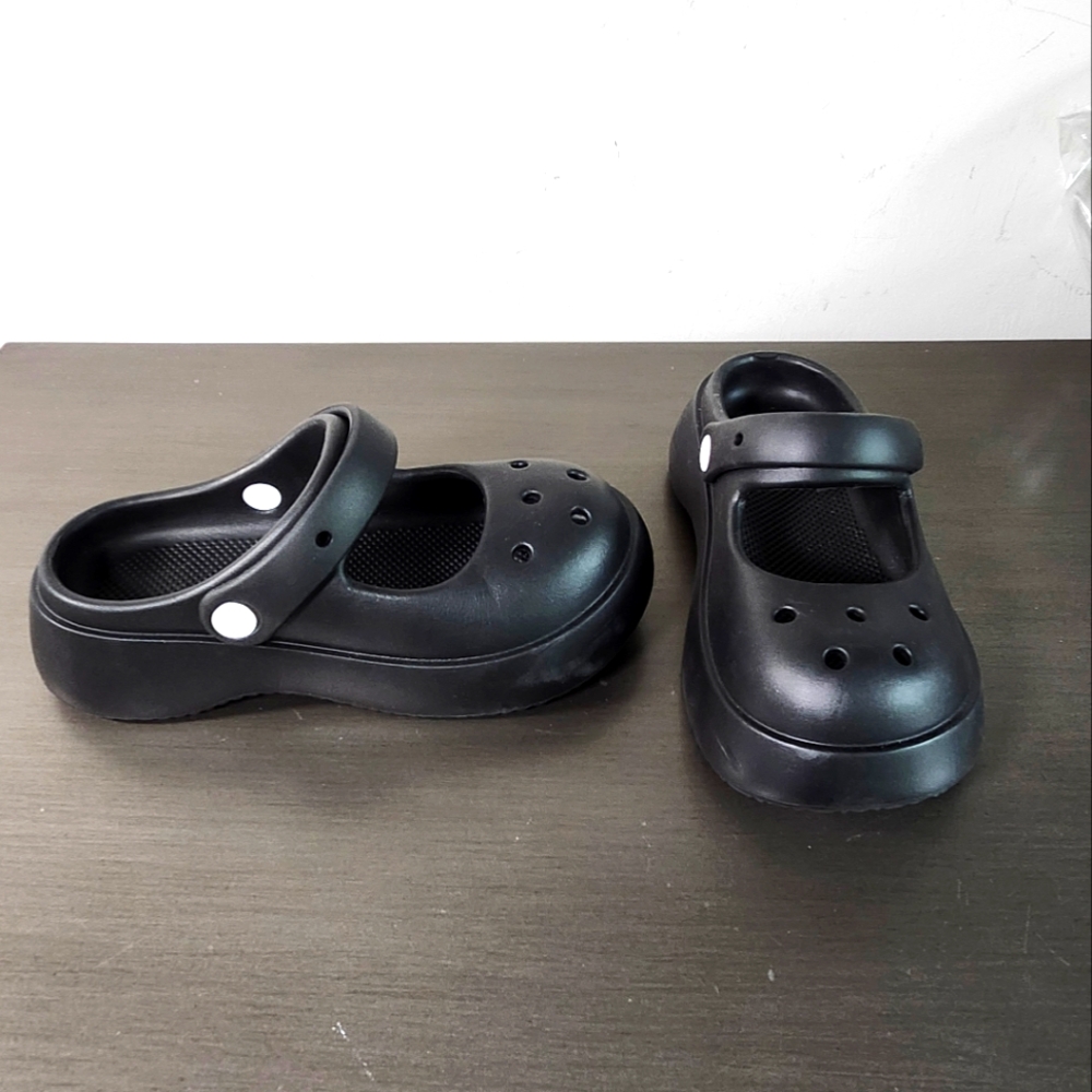 Black Soft Thick Soled Cartoon Minnie Mouse Rubber Sandals Shoes Sz 4.5/5 NWOB